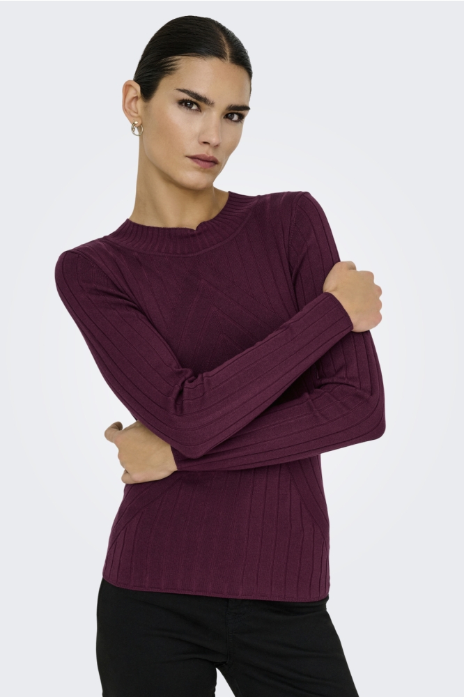 JDYKATE L/S PULLOVER KNT 15207694 MAROON BANNER